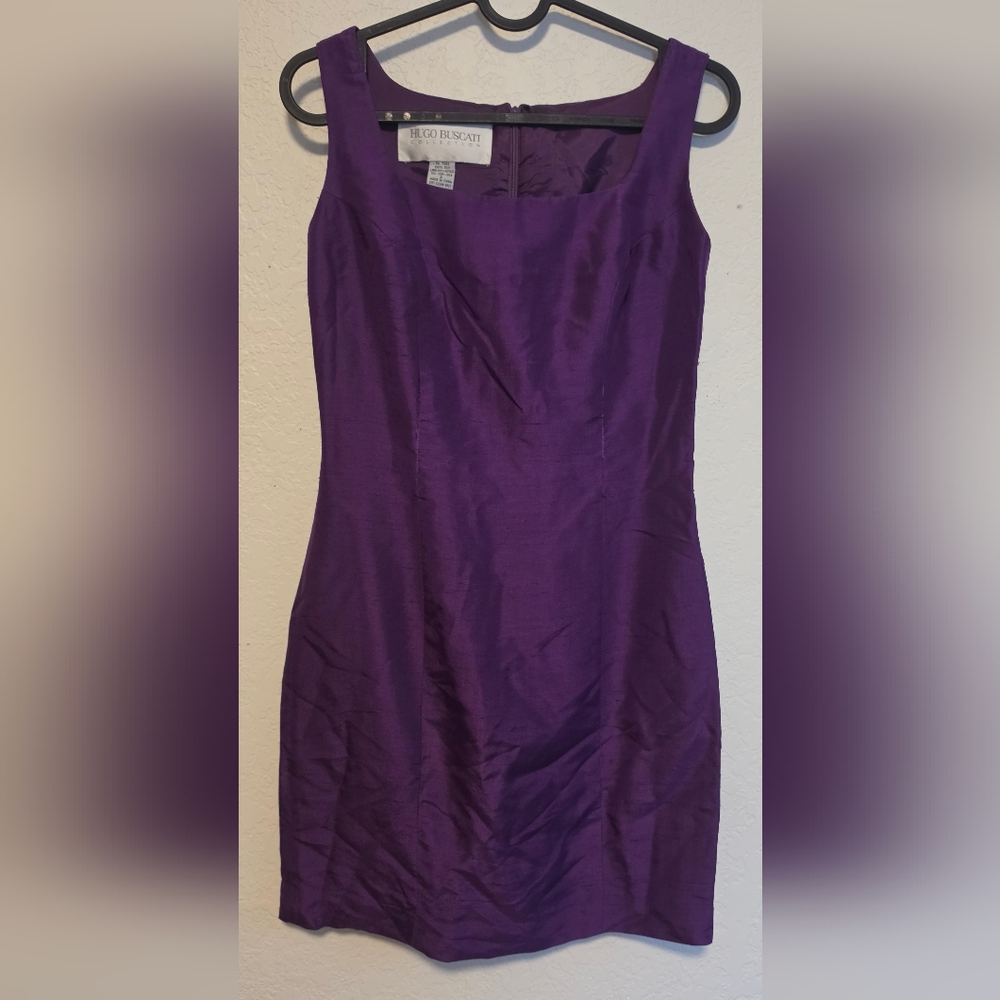 Hugo Buscati Silk Sheath Dress in Violet
